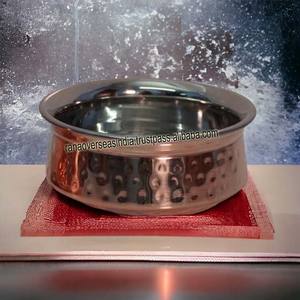 Service de table indien très vendu, ensemble de handi en cuivre et acier inoxydable, luxe élégant, plats de service pour mariage, design martelé, restaurant - Product Image 6