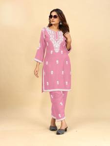 Nuevo trabajo de rayón Kurti y pantalón con trabajo chikankari para ropa casual - Product Image 2