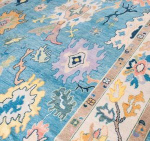 Alfombra de Área Hecha a Mano de Lujo, Color Azul Oushak, Diseño Moderno con Nudos, para Sala de Estar, Hotel, Oficina, Hogar Comercial, Niños - Product Image 6