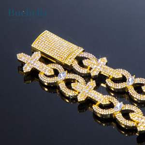 Hot Sale 15mm Baguette Cut Cross with Infinity Link Bracelet <b>for</b> <b>Men</b> 18K Gold 925 Silver <b>for</b> <b>Men</b> - Product Image 4