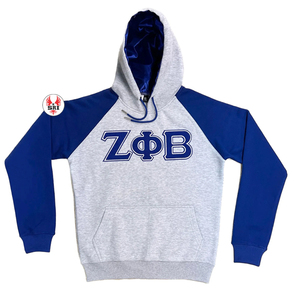 Sweat à capuche bleu Zeta Phi Beta avec lettres en coton doux et chenille pour les membres de la sororité Vêtements grecs unisexes élégants - Product Image 1