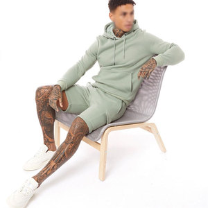 Conjunto de chándal con capucha corta personalizado unisex de peso pesado con logotipo impreso en color de contraste al por mayor para la temporada de invierno - Product Image 3