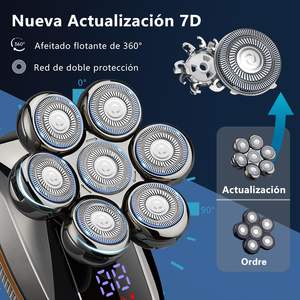 Afeitadora Eléctrica Recargable USB 5 en 1 para Hombre, Máquina de Afeitar Impermeable IPX7 con 8 Cabezales Giratorios y Pantalla LED para Uso Corporal - Product Image 5