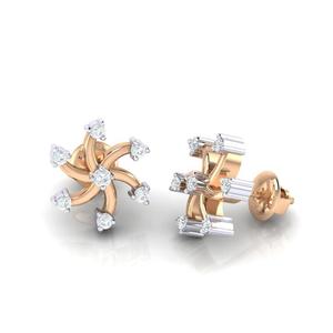 Pendientes de Oro de 14Kt/18Kt con 14 Diamantes Reales Certificados de 0.07ct de Peso Total - Product Image 3