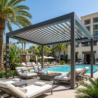 Pergola bioclimatique moderne motorisée en aluminium, imperméable, à toit à lames réglables double couche, gazebo de jardin personnalisé résistant au vent