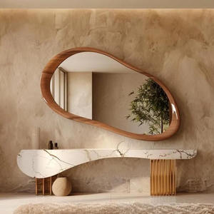 Miroir mural en bois et résine de grande qualité à prix raisonnable, design classique, pour la décoration d'un espace de vie formel - Product Image 4