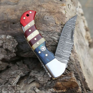 Wholesale Industrial Grade Damascus Folding Pocket <b>Knife</b> Camping <b>Knife</b> with Leather <b>Sheath</b> OEM Support 3-Year Warranty - Product Image 6