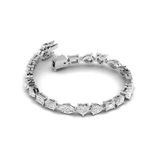 Bracelet tennis en argent sterling 925 massif avec diamants de laboratoire de formes fantaisie multiples, bijoux OEM - Product Image 2