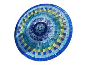 Mesa auxiliar de mosaico deslumbrante: Arte iridiscente-mesa de centro azul-mesa auxiliar-Decoración de sala de estar-regalo - Product Image 2