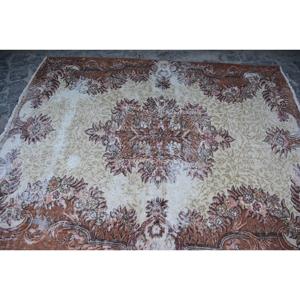 5x6.4 ft Turkish Area Rug, <b>Brown</b> Pink Vintage Floral <b>Wool</b> Rug - Product Image 5