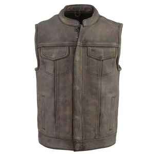 2026 nuevo diseño negro Chaleco de cuero genuino chaquetas sin mangas para hombres transpirable invierno ropa exterior cremallera Venta de fábrica - Product Image 1