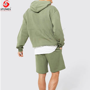 Wholesale Gym <b>Hoodie</b> and <b>Shorts</b> <b>Men</b> Set Two Piece Summer Cotton <b>Short</b> <b>Sleeve</b> T-shirt Tracksuit With <b>Hoodie</b> with Custom Design - Product Image 3