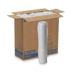 Couvre-gobelets Dixie Dome pour gobelets en papier chauds de 10 à 16 oz, blancs, 1000/carton (D9542) - Product Image 1
