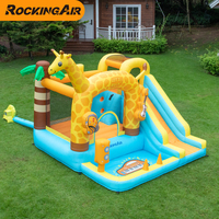 Château gonflable avec toboggan, filet de sécurité renforcé pour la maison et le patio, avec anneaux de couleur personnalisables et coutures renforcées