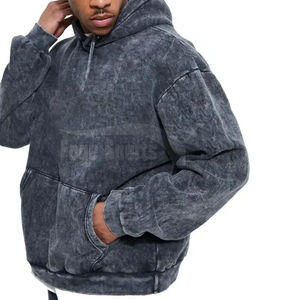 New Arrival Hot Sale Breathable Lightweight Hooded Solid Spring 100% Cotton Acid Wash Elastic Waist Customized Colors Tracksuit - Product Image 4