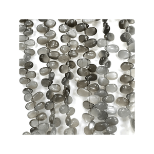 Cuentas de piedra lunar gris de alta calidad, sueltas, 5-7mm, gotas de lágrima Briolette, Perla de cuarzo suave, 6mm, 7 pulgadas, Premium para la fabricación de joyas - Product Image 2