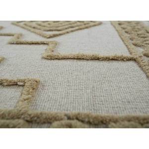 พรมขนสัตว์ทอมือสีเบจและสีน้ำตาลลายเรขาคณิตคลาสสิกแบบนามธรรม หนา 10 มม. รูปทรงสี่เหลี่ยมผืนผ้า สำหรับห้องนั่งเล่น รุ่น Phwl-221 - Product Image 3