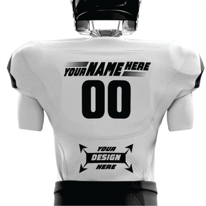 Personalizado 100% poliéster sublimado uniforme de fútbol americano transpirable blanco negro aparejos sarga equipo corto Jersey logotipo frontal - Product Image 3