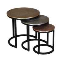 Ensemble de 3 tables d'appoint rectangulaires en métal, design industriel moderne, taille personnalisée, faciles à nettoyer, meubles de salon, tables basses de chambre à coucher