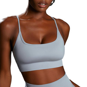 Soutien-gorge de sport sans couture pour femme, col rond, léger et extensible, haut court pour l'entraînement, le yoga, la gym, le fitness, avec bande large – Grande Vente - Product Image 1