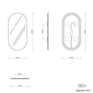 Specchio da Bagno Ovale Moderno Reversibile 40x80 con Retroilluminazione in Vetro - Product Image 3