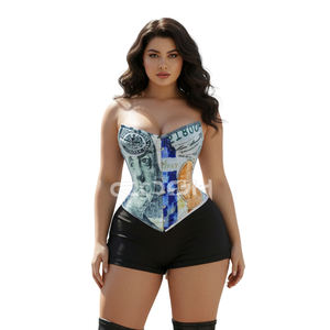 2026 Sexy Money Print Underwire Cups Corset Top Women Dollar Bill Print <b>Bustier</b> Top Wholesale Streetwear Clothing Supplier - Product Image 1