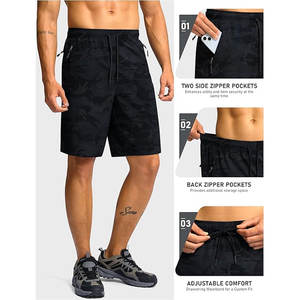 กางเกงขาสั้นลำลองสำหรับผู้ชายพร้อมดีไซน์ตามสั่งแห้งเร็วสำหรับใช้ในบ้านหรือกลางแจ้งลายทึบ - Product Image 4