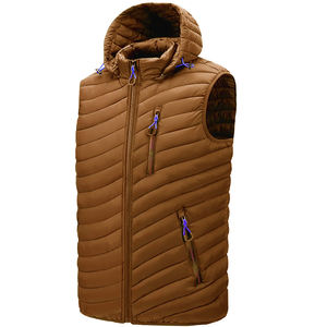 Col montant deux poches zippées pour les mains et manteaux à bulles sans manches veste vêtements gilet bouffant personnalisé pour hommes décontracté - Product Image 3