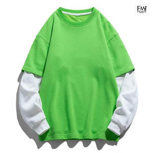 Camisetas informales de doble capa con cuello redondo para mujer, camisetas de manga larga con estilo de patrón personalizado para uso diario en la calle - Product Image 1