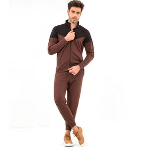 Vente en gros 2024 Arrivages Ensemble de survêtement à fermeture éclair à panneau contrasté marron pour hommes à vendre avec logo personnalisé et design Survêtements pour hommes - Product Image 1
