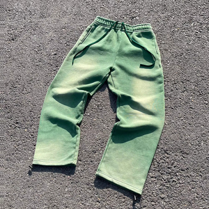 Custom Vintage Washed Casual Fleece Sweatpants High Quality Manufactured Polyester/Cotton Terry Men's Loose Straight Baggy - Product Image 2