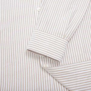 Aristino Brezza, camisa de vestir de algodón Oxford transpirable antiarrugas a rayas marrones para hombre ALSU020S0, precio al por mayor, producto superior - Product Image 4