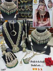LATEST TRADITIONAL FASHIONABLE ANTIQUE DESIGNER BRIDAL <b>JEWELLERY</b> WITH GOLD PLATED & CZ BRIDEL WEDDING NECKLES <b>SET</b> for WOMEN. - Product Image 5