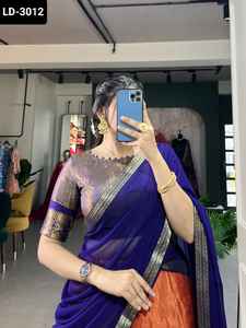 Las últimas mujeres usan Fancy South Style Kanchipuram Silk Lehenga Choli con liso con borde Lase Georgette Dupatta Set para mujeres - Product Image 5