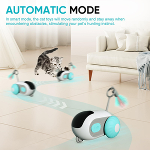 Jouets interactifs électriques intelligents télécommandés Jouet de voiture mobile automatique avec queue pour chats ennuyés Jouets de stimulation mentale Usb - Product Image 2