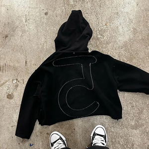 <b>Black</b> 100% Cotton Waterproof <b>Fleece</b> Winter Streetwear Hoodie with Solid Pullover Design and Regular Fit for <b>Men</b> Women - Product Image 4