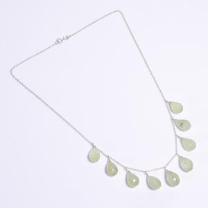 Collar de diseño clásico de Plata de Ley 925 con cadenas de piedras preciosas de Prehnita de lujo para compromiso bodas fiestas regalos para mujeres - Product Image 2