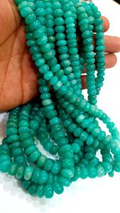 Piedra preciosa natural de amazonita azul peruana Rondelle Plain Smooth 8-9mm Beads vendidos por hebra 8 pulgadas de largo - Product Image 3