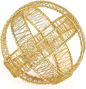 Handmade Modern <b>Gold</b> Orb Sculpture Woven Sphere for Home Table <b>Shelf</b> Decor Birthday Occasion Decorative Manufacturer Exporter - Product Image 1