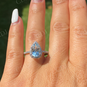 GRA certificado 2CT corte de pera Moissanite anillo 10K oro sólido Halo anillo de compromiso eternidad diamante anillo mujer moda joyería fina - Product Image 1