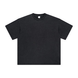 T-shirt vintage de poids lourd 250gsm T-shirts noirs en coton lavé T-shirts graphiques d'impression numérique surdimensionnés noirs lavés à l'acide - Product Image 1