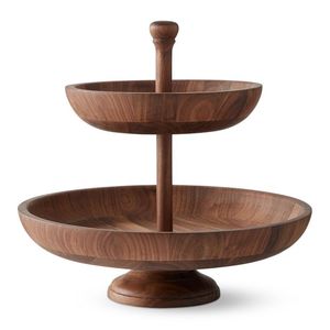 Unique handcrafted 2 <b>tier</b> wooden <b>cake</b> stand with artistic design ideal for gifting home decoration dessert presentation - Product Image 1