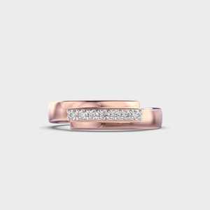 Anillo de banda de paso de declaración moderna, anillo de diamante cultivado en laboratorio de corte redondo de oro de 14 quilates, regalo romántico de boda para pareja - Product Image 4