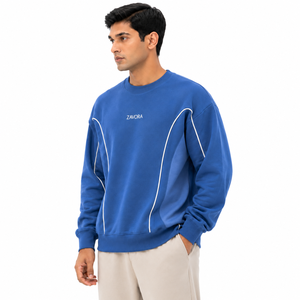 Sudadera Moderna Personalizada para Hombre con Detalle de Paneles con Ribete, Corte Regular, 100% Algodón Felpa, Marca Privada, Venta al Por Mayor - Product Image 3