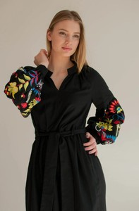 ชุดเดรสพิมพ์ลายดอกไม้สไตล์ยูเครน,ชุดเดรสพิมพ์ลายดอกไม้แขนยาวถึงเข่ากระโปรงบอลลูนเสื้อผ้าฝ้าย - Product Image 3