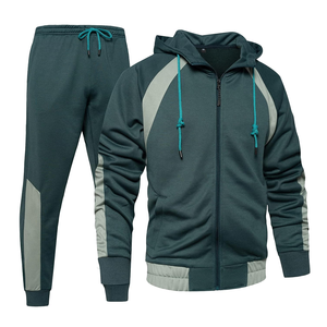 Ensemble de pantalons de survêtement à capuche et à manches longues pour hommes grande taille 100% coton confortable vert solide meilleur design doublé personnalisé - Product Image 2