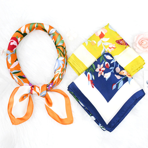 New Best Price Custom Logo Printed 70*70CM Inspired Flower Printed New Fashion Hair Bandanas Small <b>Silk</b> Square Neck Scarf - Product Image 1