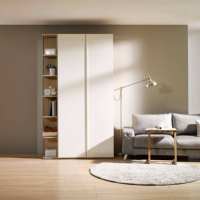Armoire de chambre moderne en bois de chêne massif avec charnières de porte, penderie multifonctionnelle pour salle familiale