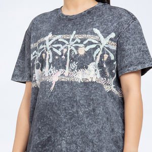 Camiseta de verano de algodón 100% para mujer, cuello de manga corta, transpirable, de gran tamaño, estilo informal sólido y estampado - Product Image 6