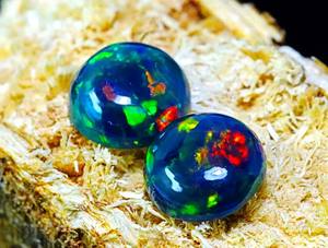 Excellent Ethiopian Black Opal Cabochon Pair Welo Shiny Galaxy Fire Black Opal Pair <b>Loose</b> Ethiopian Black Opal <b>Gemstone</b> - Product Image 4
